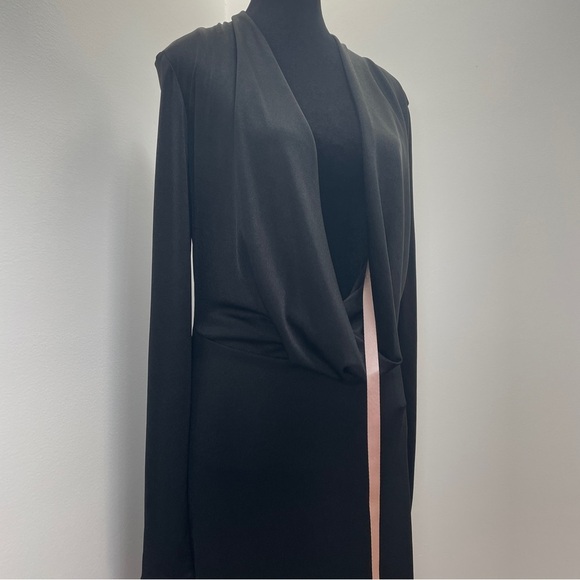 NEW! House of CB- SASKIA Black Draped Maxi Dress Size Large Plunge Neckline - Picture 3 of 15